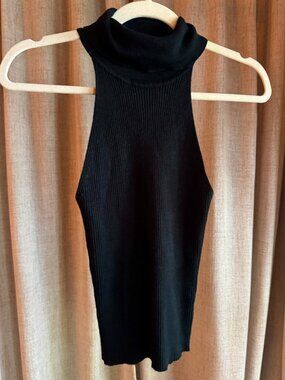 Shein Small Black Sleeveless Turtleneck Black Ribbed